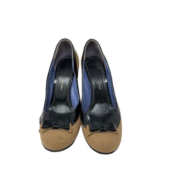 Marc by Marc Jacobs Pumps Womens 39 9 Heels Brown Black Slip On Suede Bow - Picture 3 of 9